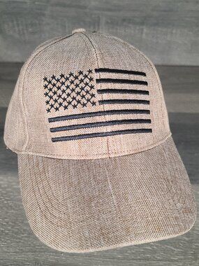 Pugs U.S American Flag Hat Cap Embroidered Tan Adjustable